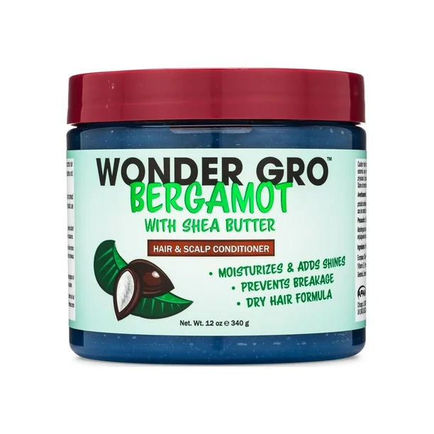 Wonder Gro Bergamot with Shea Butter Hair Grease Styling Conditioner, 12 fl oz