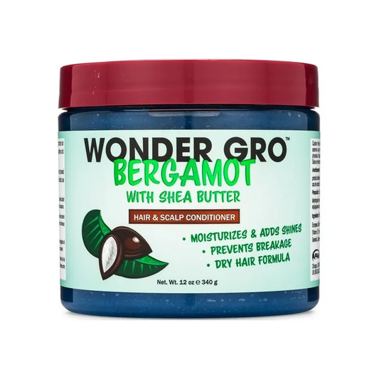 Wonder Gro Bergamot with Shea Butter Hair Grease Styling Conditioner, 12 fl oz