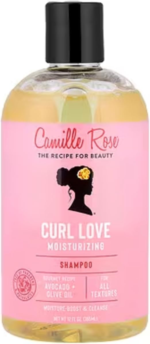 Camille Rose Curl Love Shampoo, with Olive Fruit & Avocado Oils and Aloe Leaf Juice to Cleanse, Moisturize and Hydrate, for All Hair Textures, 12 fl oz