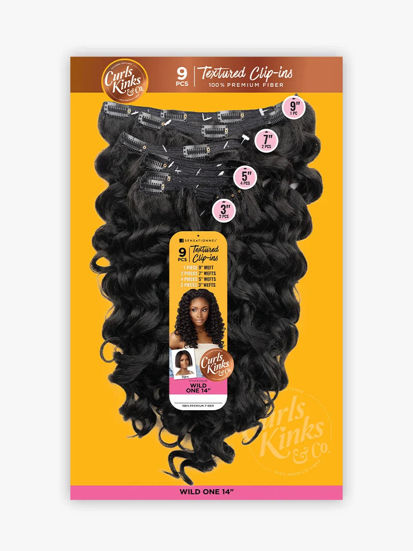 Sensationnel Curls Kinks & Co Hair Textured Clip-In 9 Pcs WILD ONE 14″