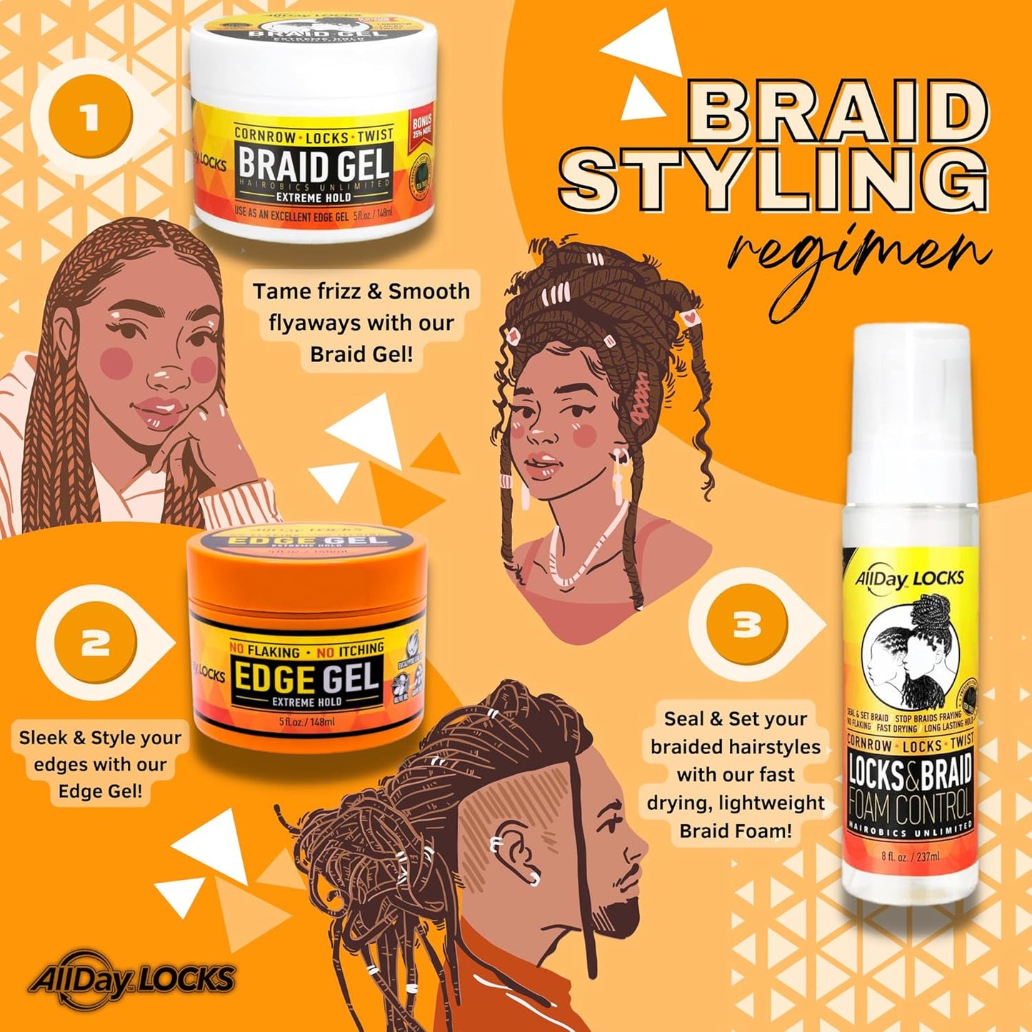 All Day Locks Braids Control Foam 8oz