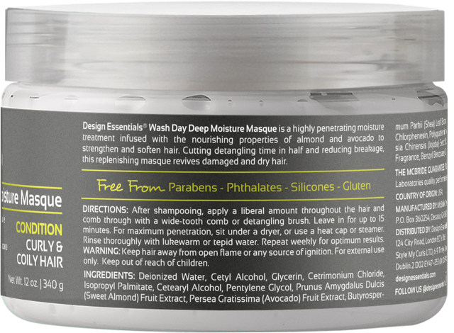 DESIGN ESSENTIALS Almond & Avocado Wash Day Deep Moisture Masque (12oz)