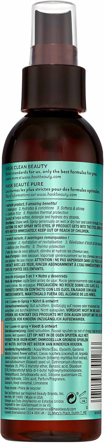 HASK monoi coconut oil 5 in 1 leave-in spray 175mL 6 oz