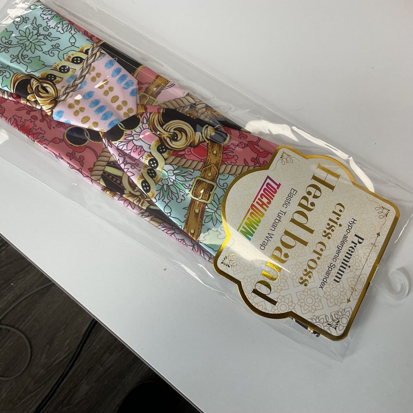 Touch down head band elastic turban wrap