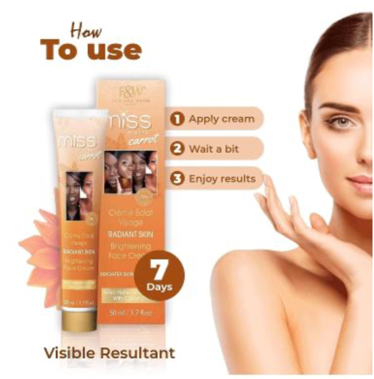 FAIR AND WHITE Miss White Carrot Brightening face Cream 50mL 1.7 oz