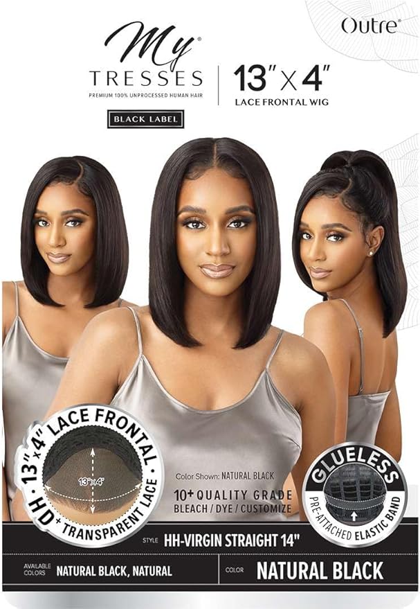 Outre 100% Human Hair MyTresses Black Label Lace Front Wig HH Virgin Straight 14"