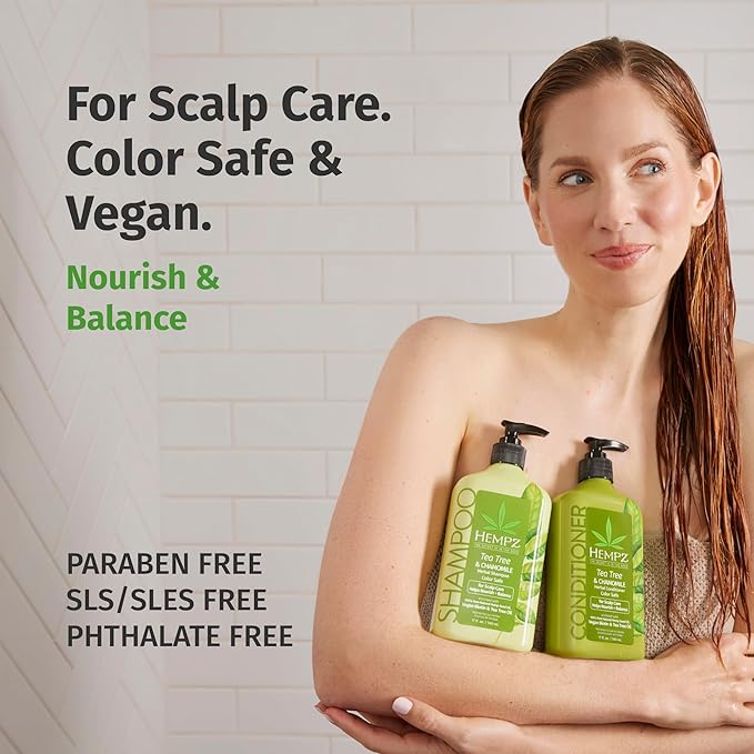 HEMPZ Tea Tree & Chamomile Herbal Hair Conditioner - Gentle Cleansing Herbal Shampoo Enriched with Chamomile, Lavender, Aloe Extracts - 17 Fl OZ