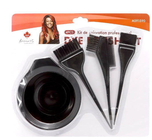 KIM & C 4pcs Dye Brush Kit (Tint Bowl & 3 Dye Brushes)