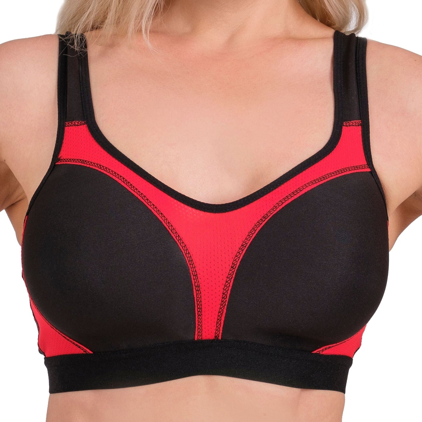 Women’s High-Impact Sports Bra – Breathable Mesh & Supportive Fit (Red, Black, Navy, White)