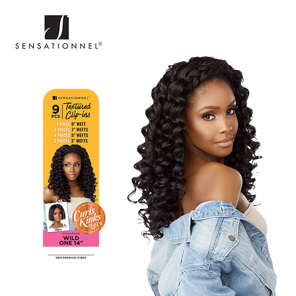Sensationnel Curls Kinks & Co Hair Textured Clip-In 9 Pcs WILD ONE 14″