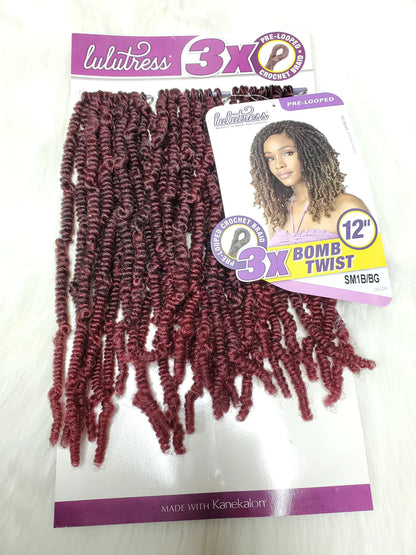 Lulutress 3X Crochet Braid Bomb Twist 12"- Color 30