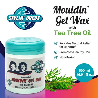 Stylin Dredz Maximum Hold Mouldin Gel Wax with Tea Tree Oil