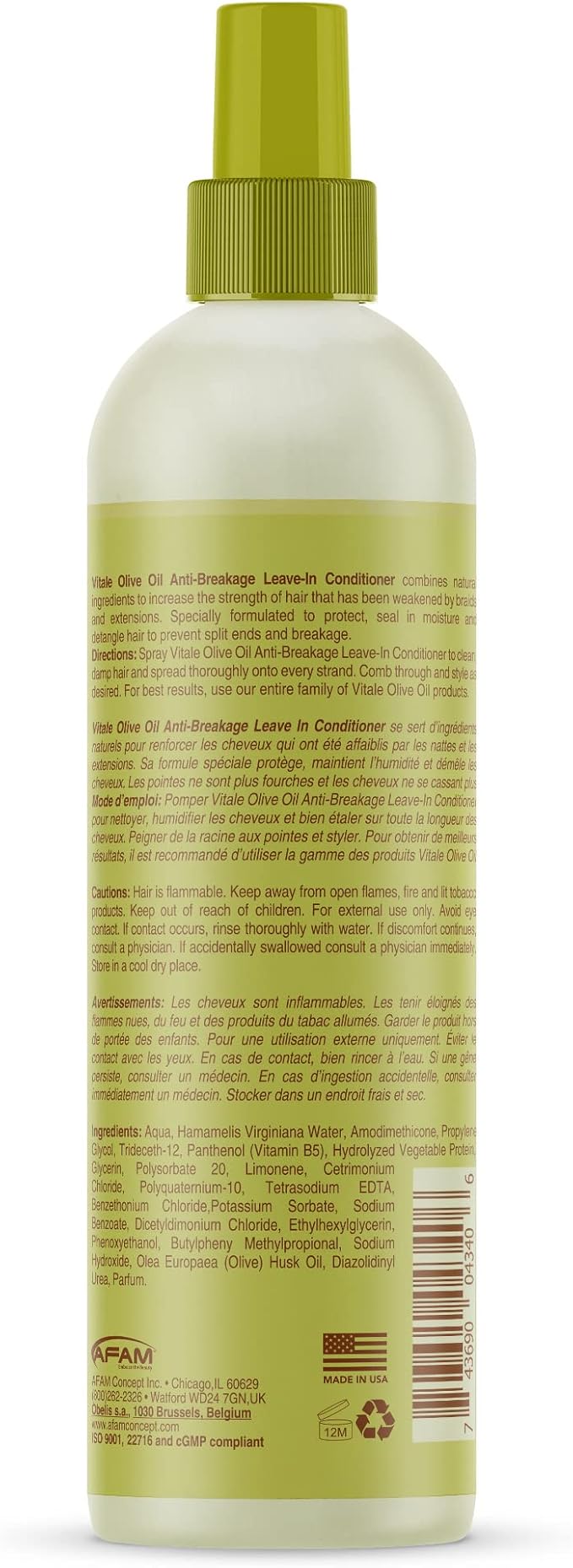 Vitale Olive Oil Anti-Breakage Leave-In Conditioner 12oz