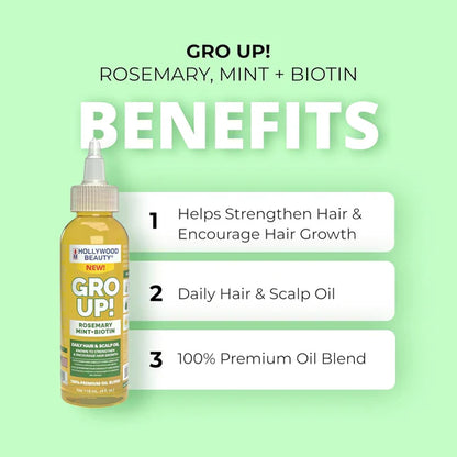 Gro Up! Rosemary, Mint + Biotin Daily Hair & Scalp Oil 4oz