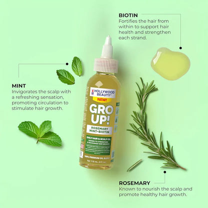 Gro Up! Rosemary, Mint + Biotin Daily Hair & Scalp Oil 4oz