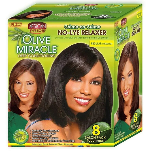 African Pride Olive Miracle Deep Conditioning Relaxer Kit 8 Touch-ups Regular