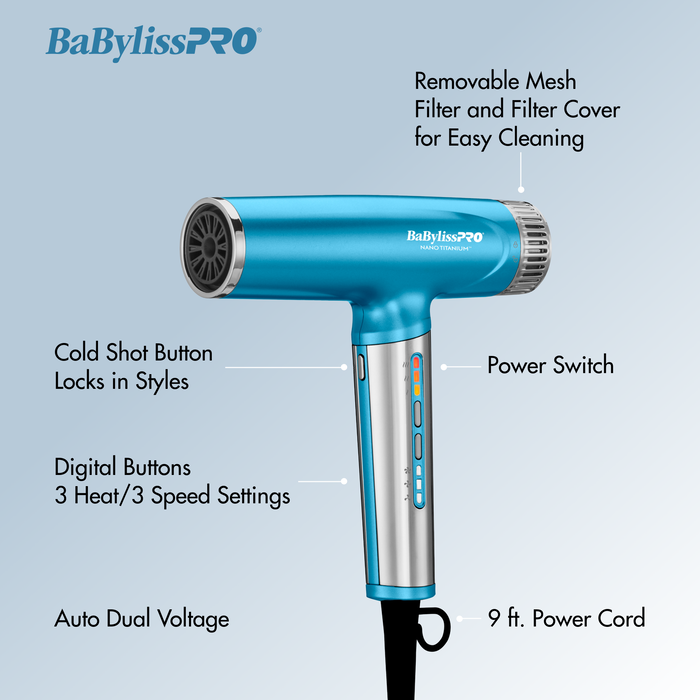 BaBylissPRO® Nano Titanium™ Light Ionic High-Speed Dryer