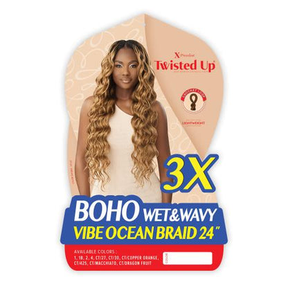 Outre Crochet Braids X-Pression Twisted Up 3X Boho Wet N Wavy Vibe Ocean Braid 24″