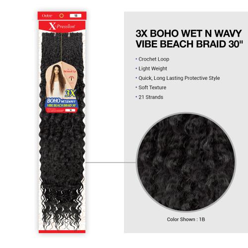 Outre Crochet Braids X-Pression Twisted Up 3X&nbsp; Boho Wet N Wavy Vibe Beach Braid 30″