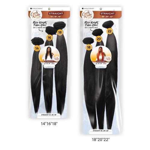 Sensationnel Weave Curls Kinks N Co Bundles 3X Multi Pack Straight 18/20/22