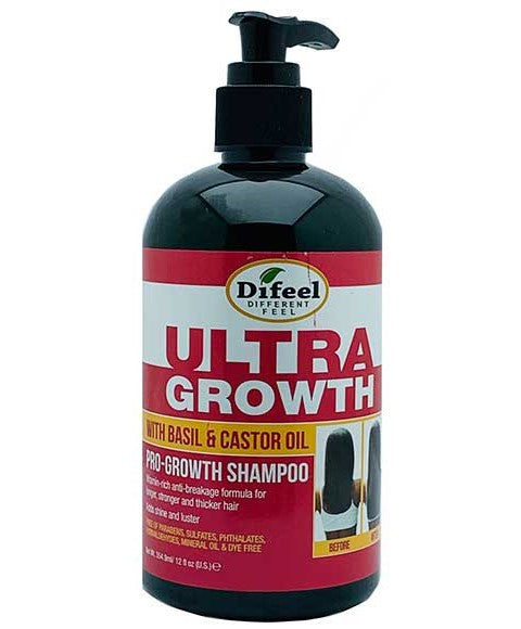 Difeel Ultra Growth with Basil & Castor Oil Pro - Growth Shampoo 12oz
