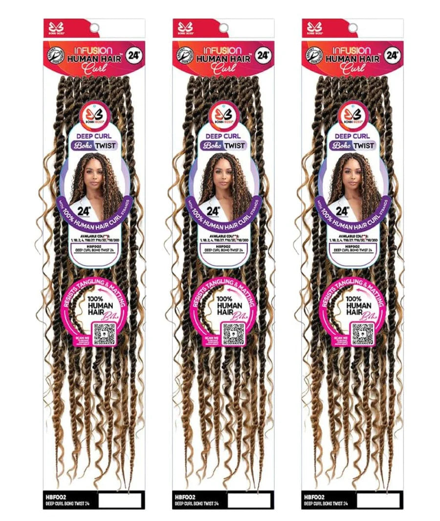 Bobbi Boss Infusion Human Hair Curl Crochet Braid Deep Curl Boho Twist 26"