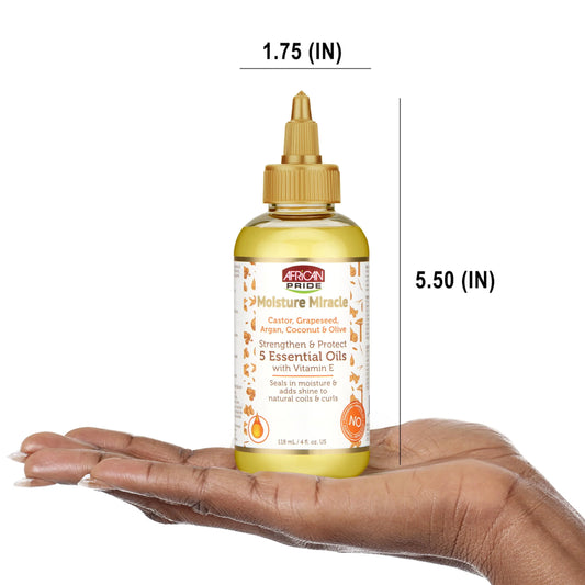AFRICAN PRIDE Moisture Miracle Castor, Grapeseed, Argan, Coconut & Olive Essential Oil (4oz)