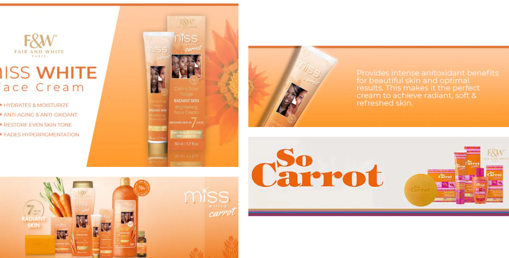 FAIR AND WHITE Miss White Carrot Brightening face Cream  50mL  1.7 oz