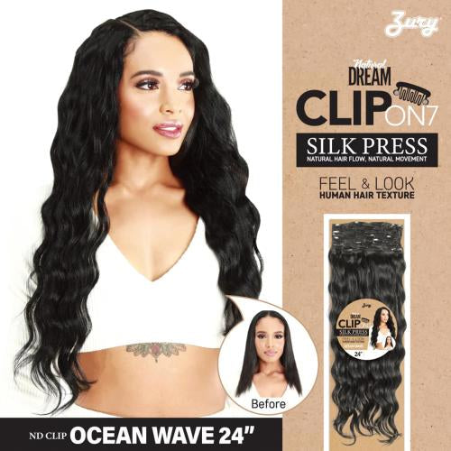 Zury Silk Pressed Natural Dream Clip-On 7-PCS Ocean wave 24"