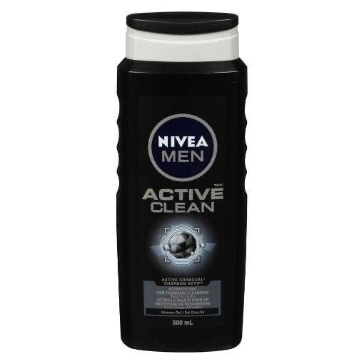 Nivea Men Active Clean Charcoal Body, Face & Hair Shower Gel 500ml