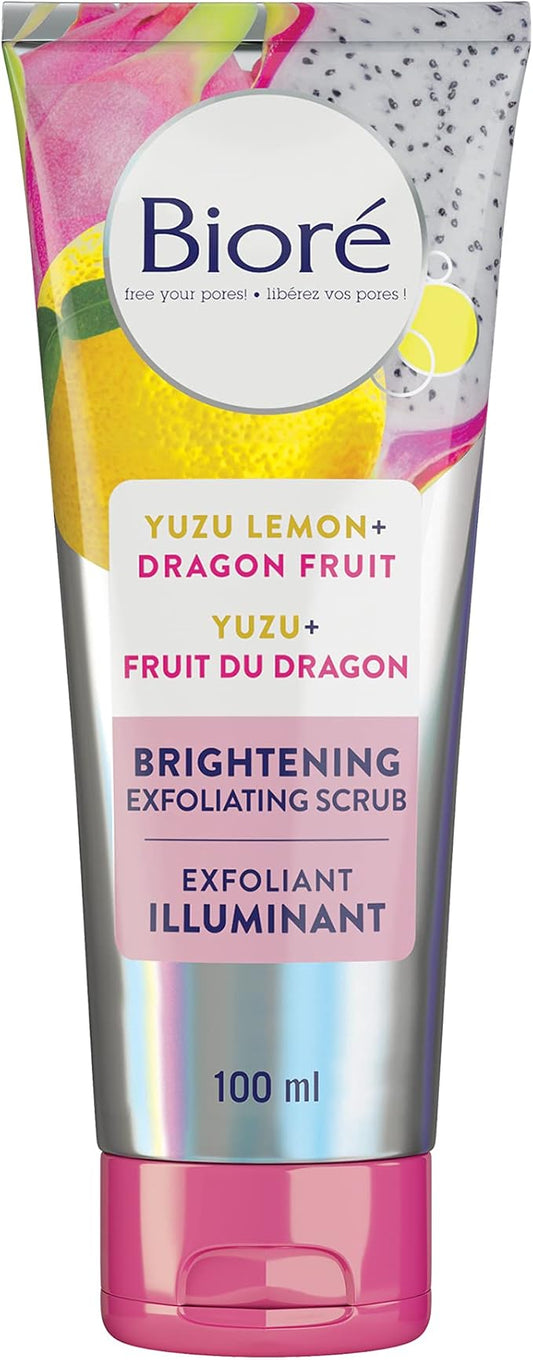 Bioré® Brightening Exfoliator With Yuzu Lemon + Dragon Fruit, Facial Scrub (100 mL)