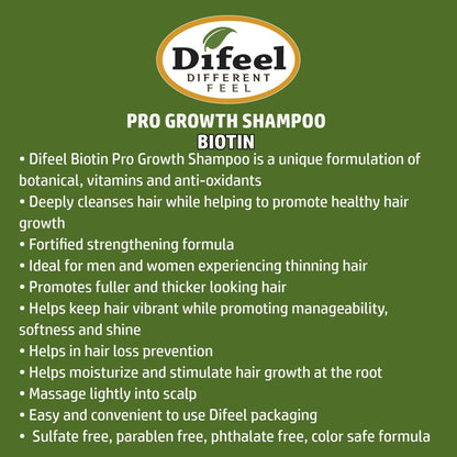 Difeel Biotin Pro-Growth Shampoo 33.8 oz