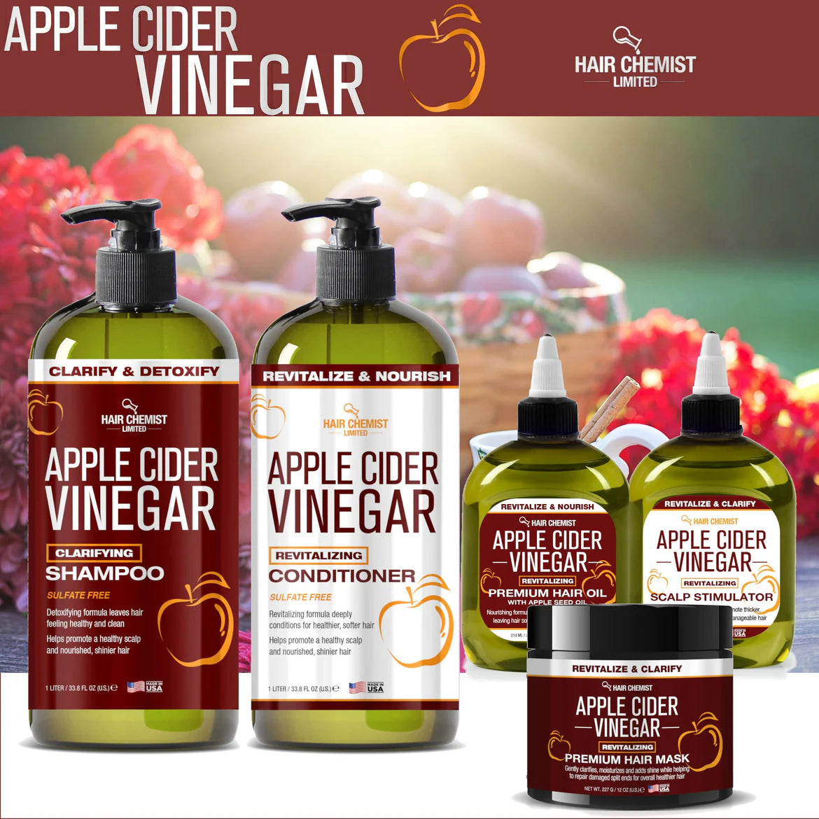 Hair Chemist Apple Cider Vinegar Clarify & Detoxify Clarifying Sulfate Free Shampoo 33.8 Oz