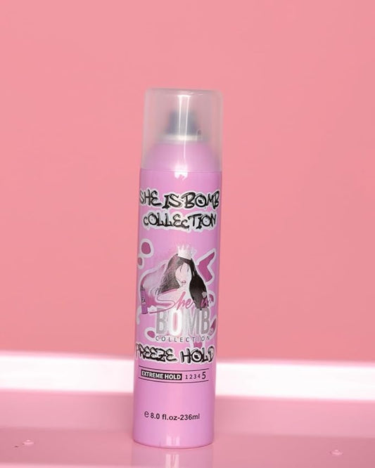 SHE IS BOMB Versatile Freeze Hair Spray, Extreme Hold for Wigs and Hairstyles, No Residue 8oz