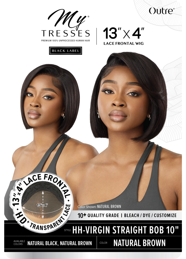 Mtb – Lace Frontal Wig 13×4-Hh-Virgin Straight Bob 10″