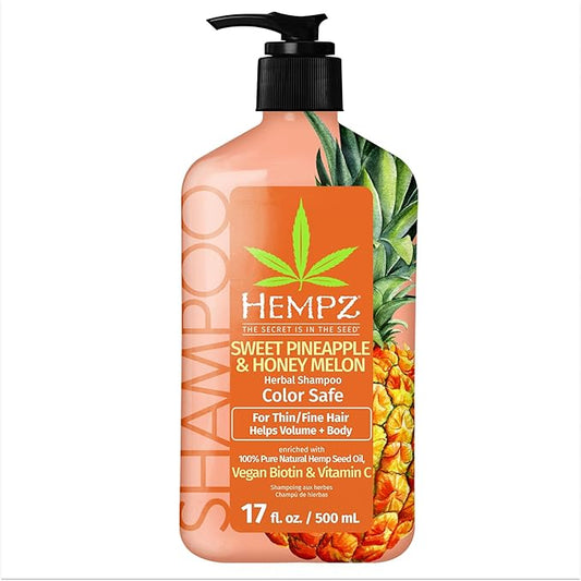 HEMPZ Biotin Shampoo - Sweet Pineapple & Honey Melon - For Thin/Fine Hair Growth & Strengthening of Dry, Damaged and Color Treated Hair, Hydrating, Softening, Moisturizing - 17 Fl OZ