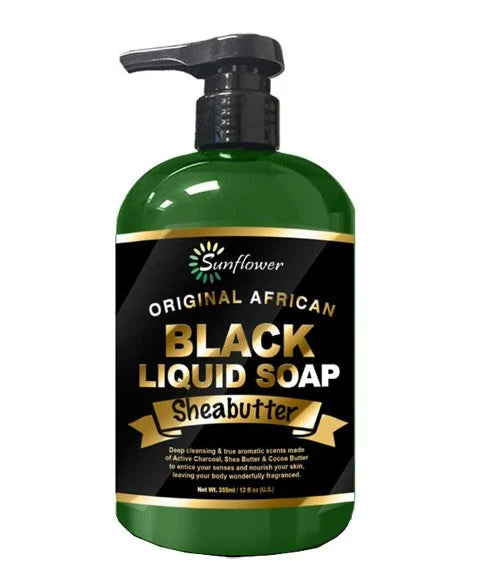 Sunflower Original African Black Liquid Soap - Shea Butter (12oz)