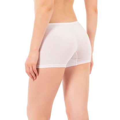 Women's Cotton Boxer Briefs 3-Pack – White, Nude & Black | Soft, Breathable, Full-Coverage Underwear