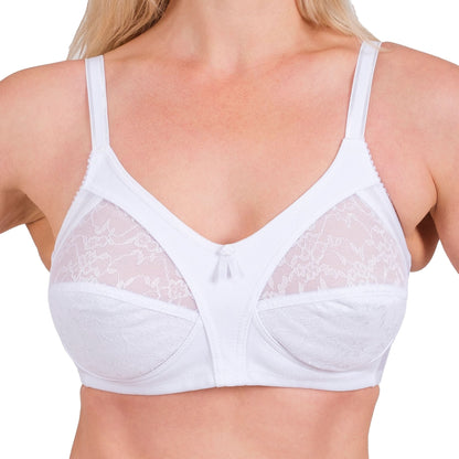 Women’s Full-Coverage Lace Bra – Wireless, Supportive & Breathable Lingerie (White, Black, Skin)