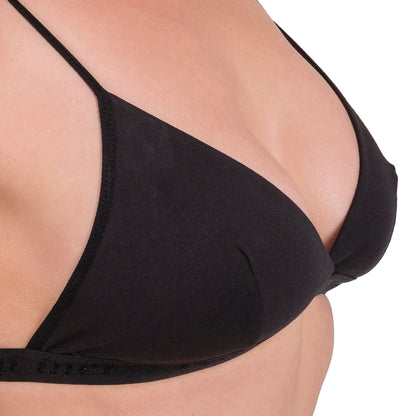 Wire-Free Cotton Triangle Bra – Soft, Lightweight & Breathable Bralette for Daily Comfort (Black, Nude, Grey)