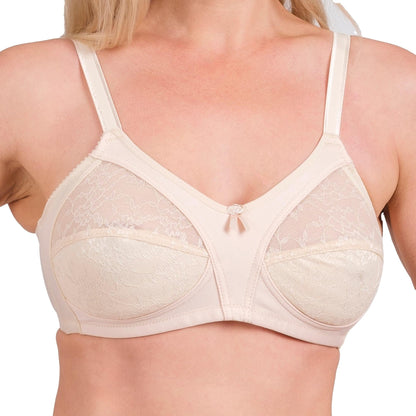 Women’s Full-Coverage Lace Bra – Wireless, Supportive & Breathable Lingerie (White, Black, Skin)