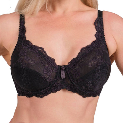 Lace Full-Coverage Underwire Bra – Adjustable Straps, Breathable Fabric & Elegant Everyday Support (White, Skin, Black)