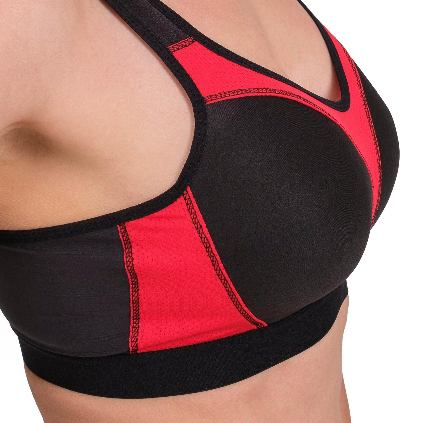 Women’s High-Impact Sports Bra – Breathable Mesh & Supportive Fit (Red, Black, Navy, White)