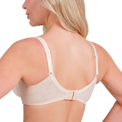 Lace Full-Coverage Underwire Bra – Adjustable Straps, Breathable Fabric & Elegant Everyday Support (White, Skin, Black)