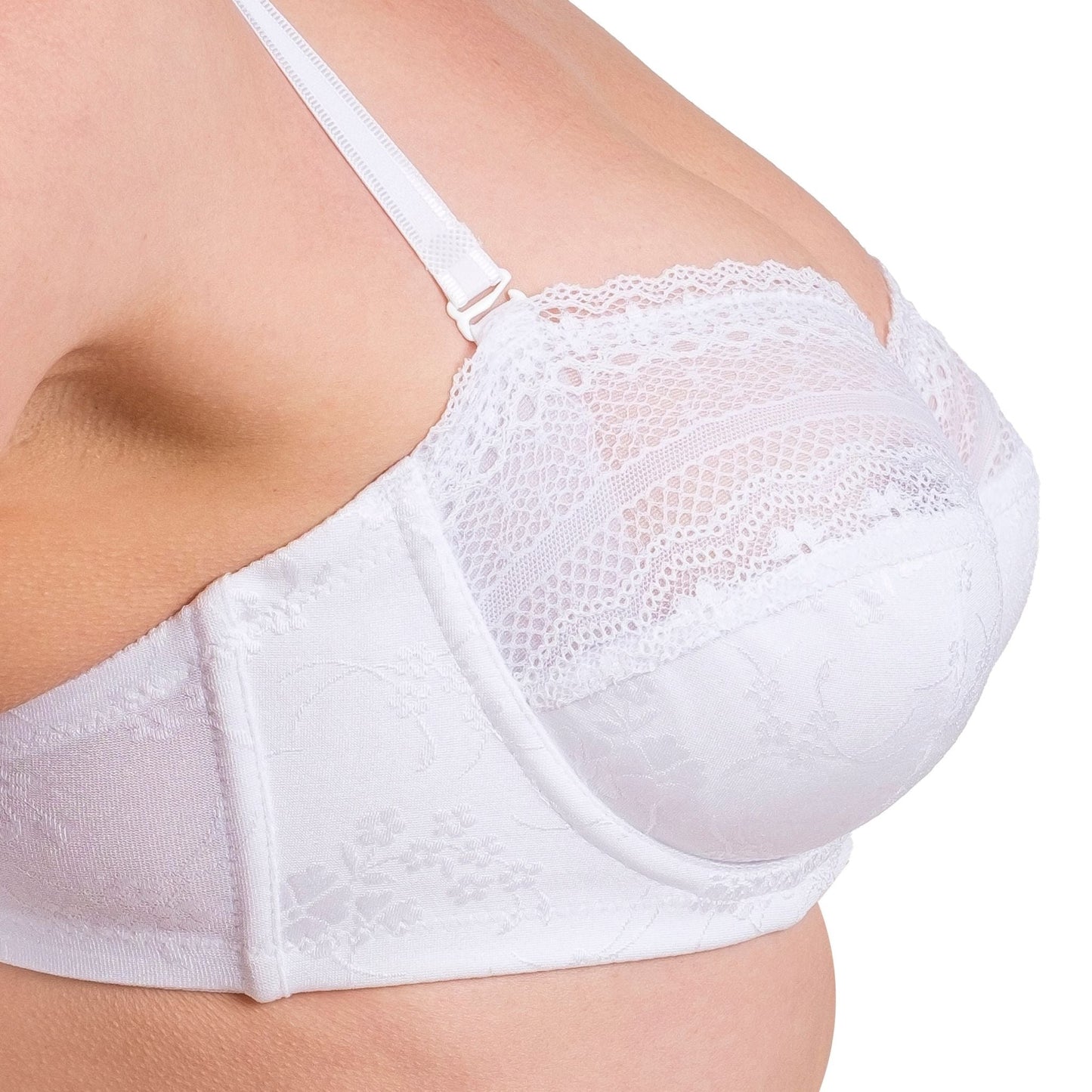 Women’s Lace Underwire Bra – Full-Coverage, Adjustable Straps & Breathable Floral Lingerie (Black, White, Nude)