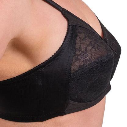 Women’s Full-Coverage Lace Bra – Wireless, Supportive & Breathable Lingerie (White, Black, Skin)