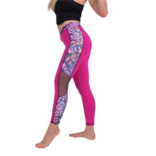 High Waist Leopard-Print Mesh Leggings – Women’s Athletic Stretch Fit Pants