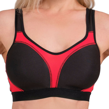 Women’s High-Impact Sports Bra – Breathable Mesh & Supportive Fit (Red, Black, Navy, White)