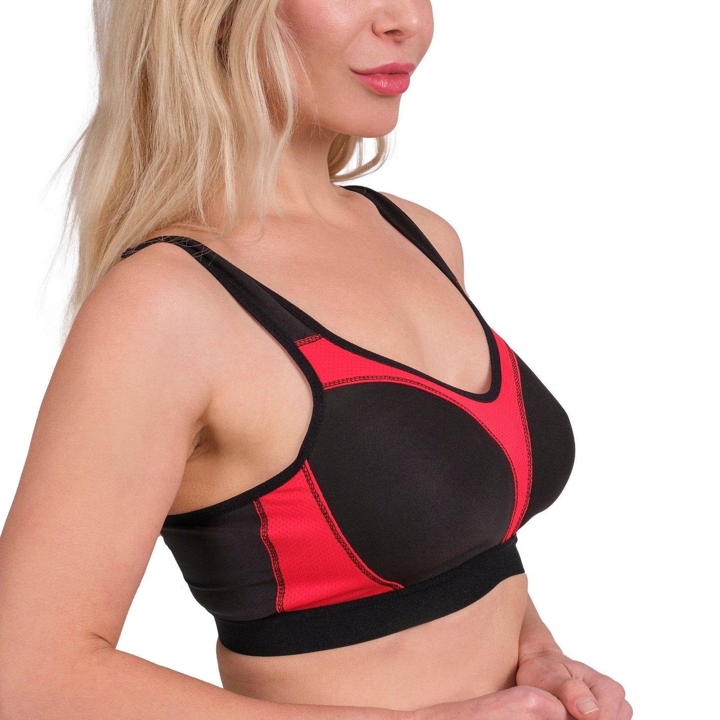 Women’s High-Impact Sports Bra – Breathable Mesh & Supportive Fit (Red, Black, Navy, White)