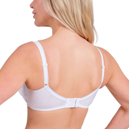 Lace Full-Coverage Underwire Bra – Adjustable Straps, Breathable Fabric & Elegant Everyday Support (White, Skin, Black)